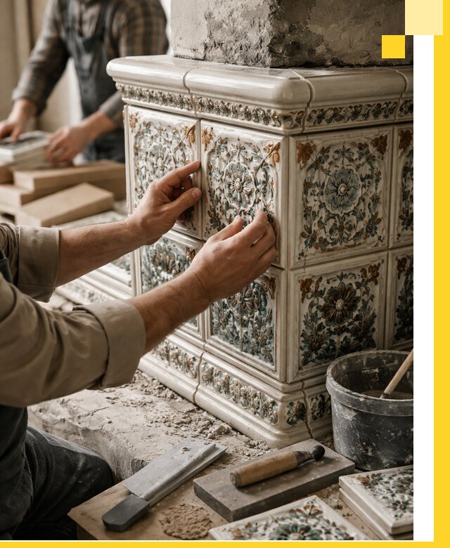 Изразцовые камины под ключ в Реутове: проект и монтаж