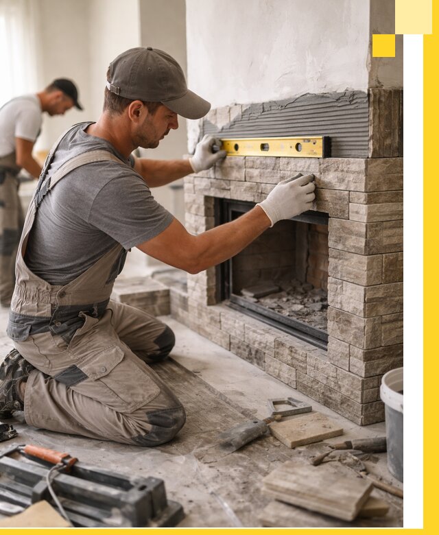 Облицовка каминов в Реутове, монтаж и отделка натуральным камнем