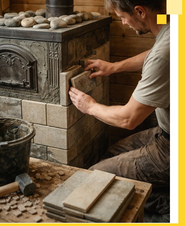 Облицовка банных печей в Реутове профессиональная отделка