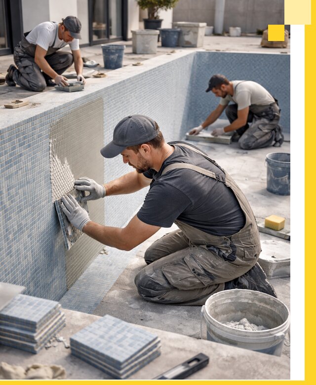 Облицовка бассейнов в Реутове плитка мозаика гидроизоляция