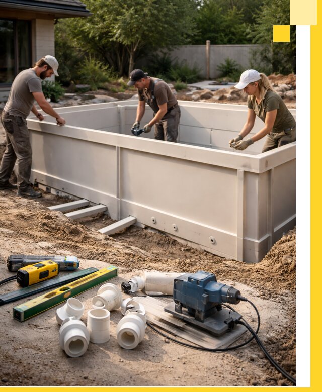 Установка полипропиленовых бассейнов под ключ в Реутове