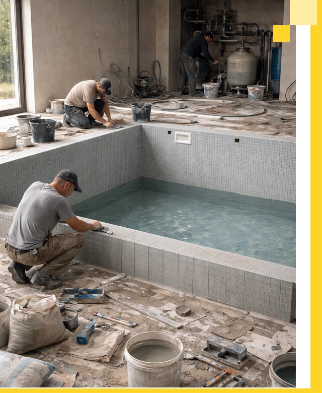 Строительство и монтаж бассейнов в помещении в Реутове