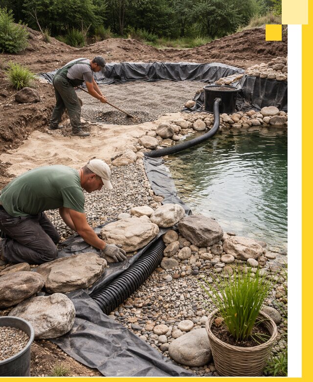 Строительство природных бассейнов и озер в Реутове под ключ