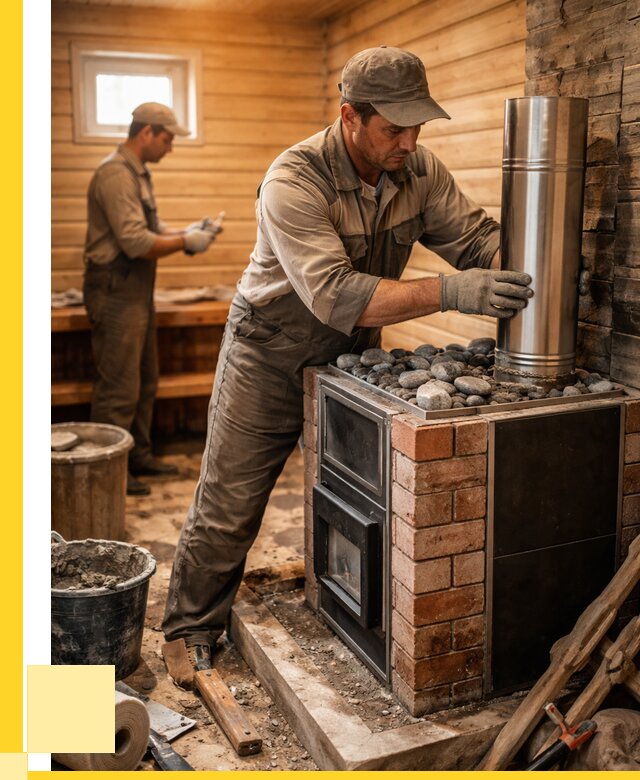 Монтаж печи в бане под ключ в Реутове от 20814 р. | ЭриданРтв