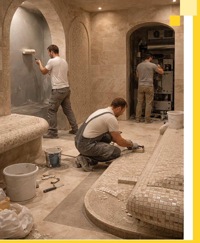 Строительство бани с хамамом и бассейном под ключ в Реутове