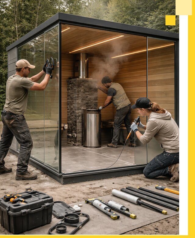 Проектирование и строительство стеклянных бань в Реутове