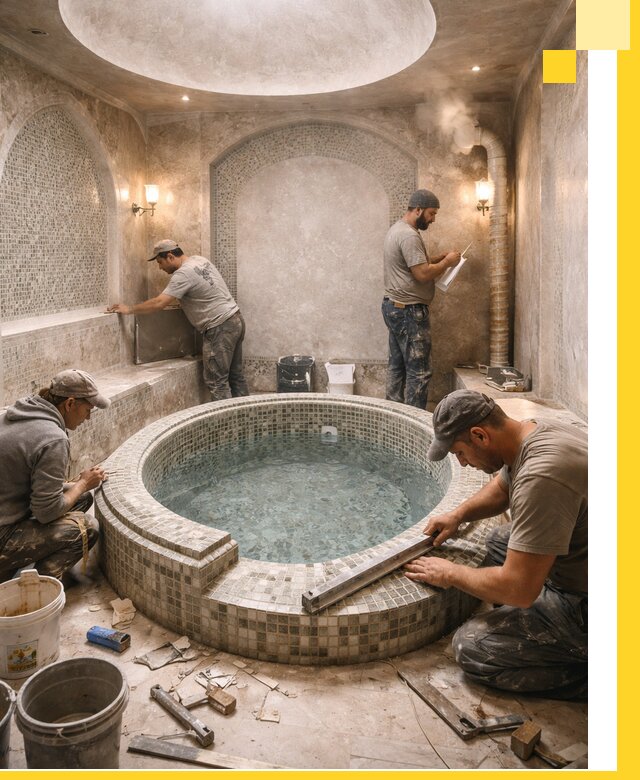 Профессиональное строительство хамама с бассейном в Реутове под ключ