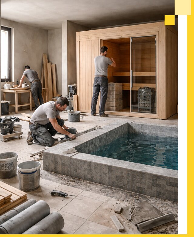 SPA зоны под ключ с бассейном сауной и печью в Реутове